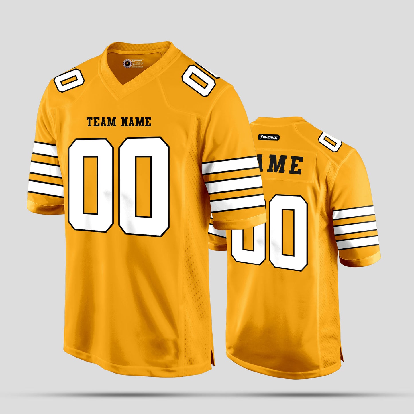 Custom Club Team Gold and White Football Jersey with Personalized Design