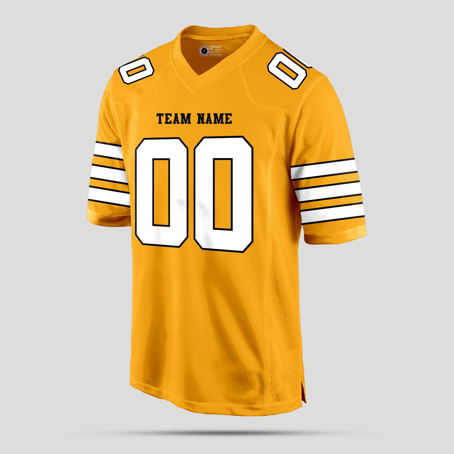 Custom Club Team Gold and White Football Jersey with Personalized Design