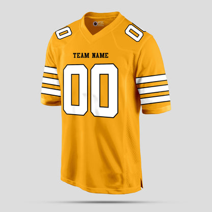 Custom Club Team Gold and White Football Jersey with Personalized Design