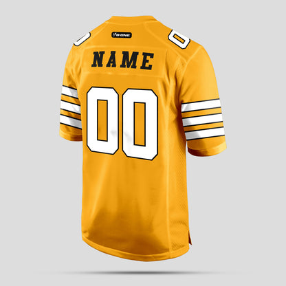 Custom Club Team Gold and White Football Jersey with Personalized Design