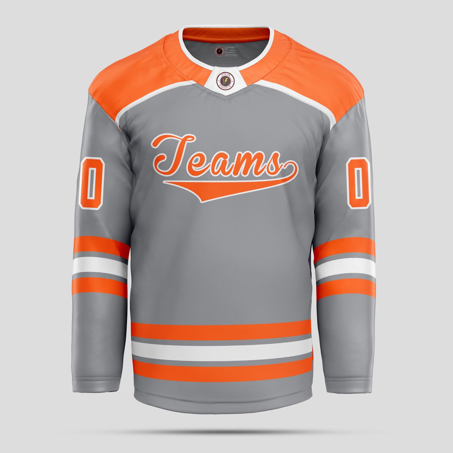 Custom Club Team Gray, Orange, and White Hockey Jersey – Personalized & Stylish