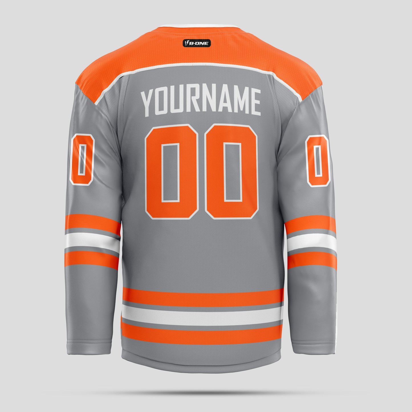 Custom Club Team Gray, Orange, and White Hockey Jersey – Personalized & Stylish