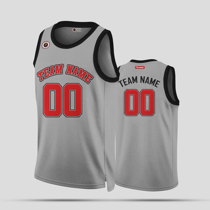 Custom Club Team Gray and Red Throwback Basketball Jersey