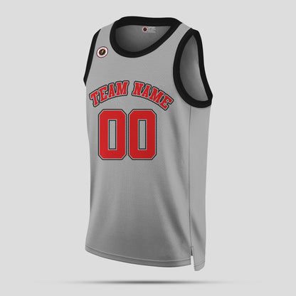 Custom Club Team Gray and Red Throwback Basketball Jersey