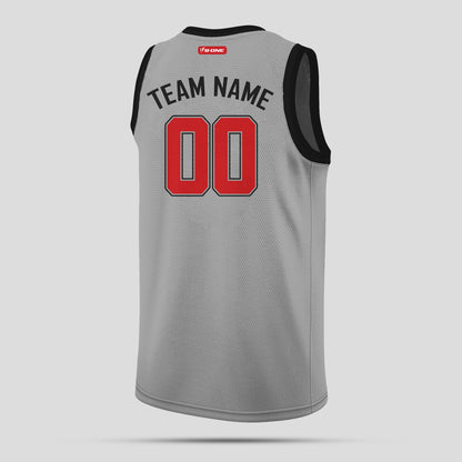 Custom Club Team Gray and Red Throwback Basketball Jersey