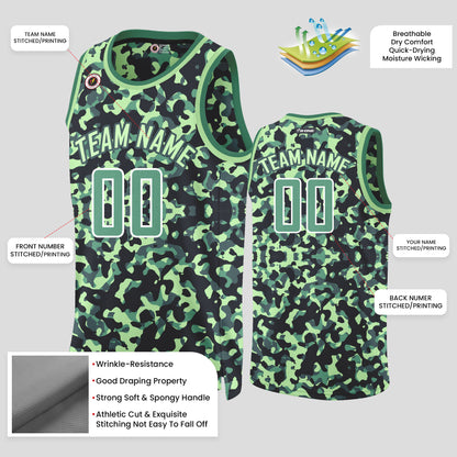 Custom Green Camo Basketball Jerseys – Club Team Uniforms