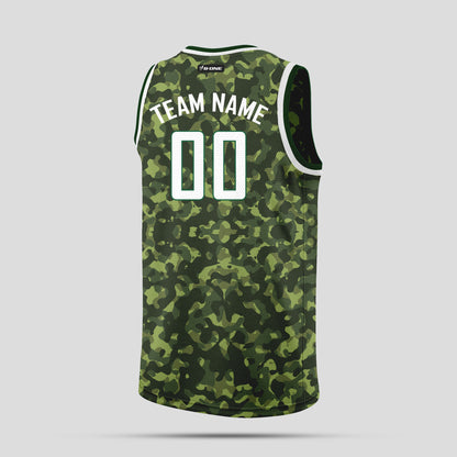 Custom Green and White Camo Basketball Jerseys – Club Team Uniforms