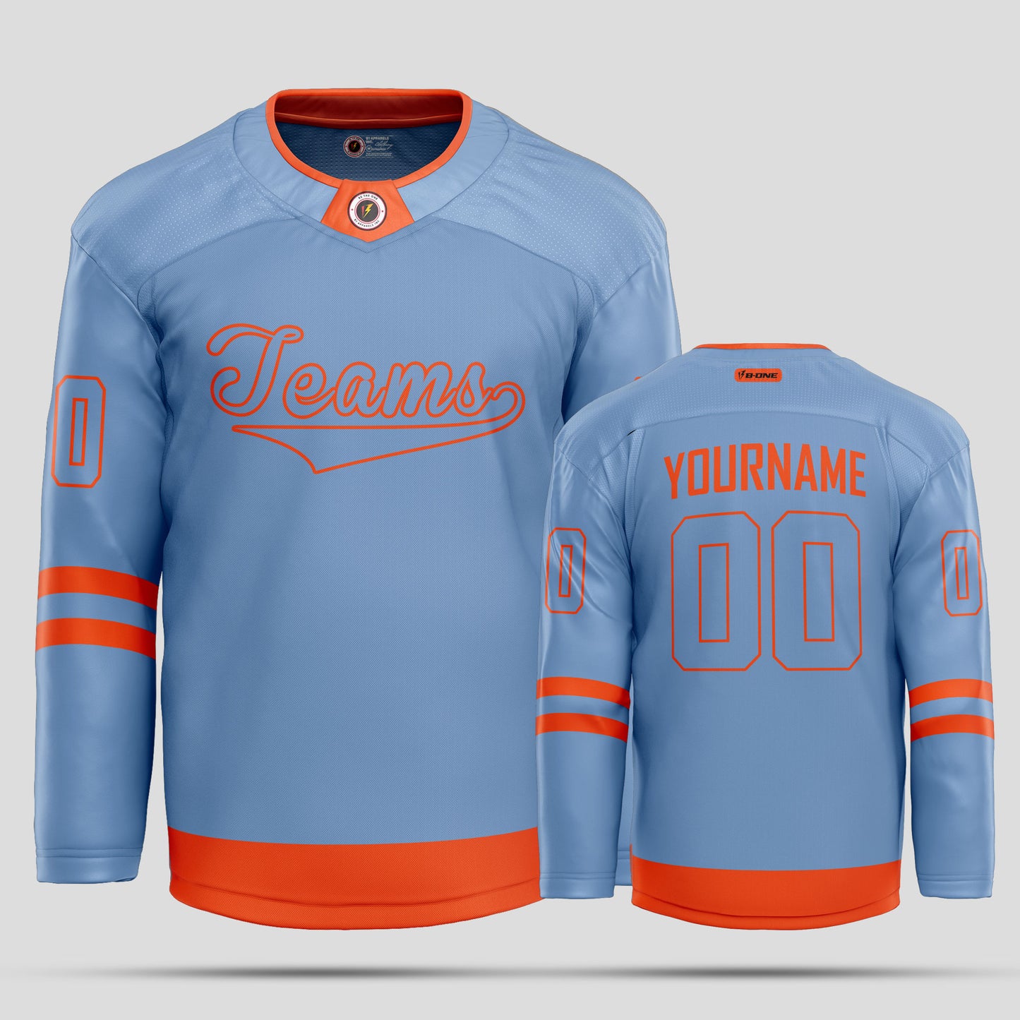 Custom Club Team Light Blue and Orange Quality Hockey Jersey – Premium Personalized Gear