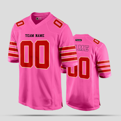 Custom Light Pink and Red Football Jersey for Club Teams – Personalized with Your Team Name