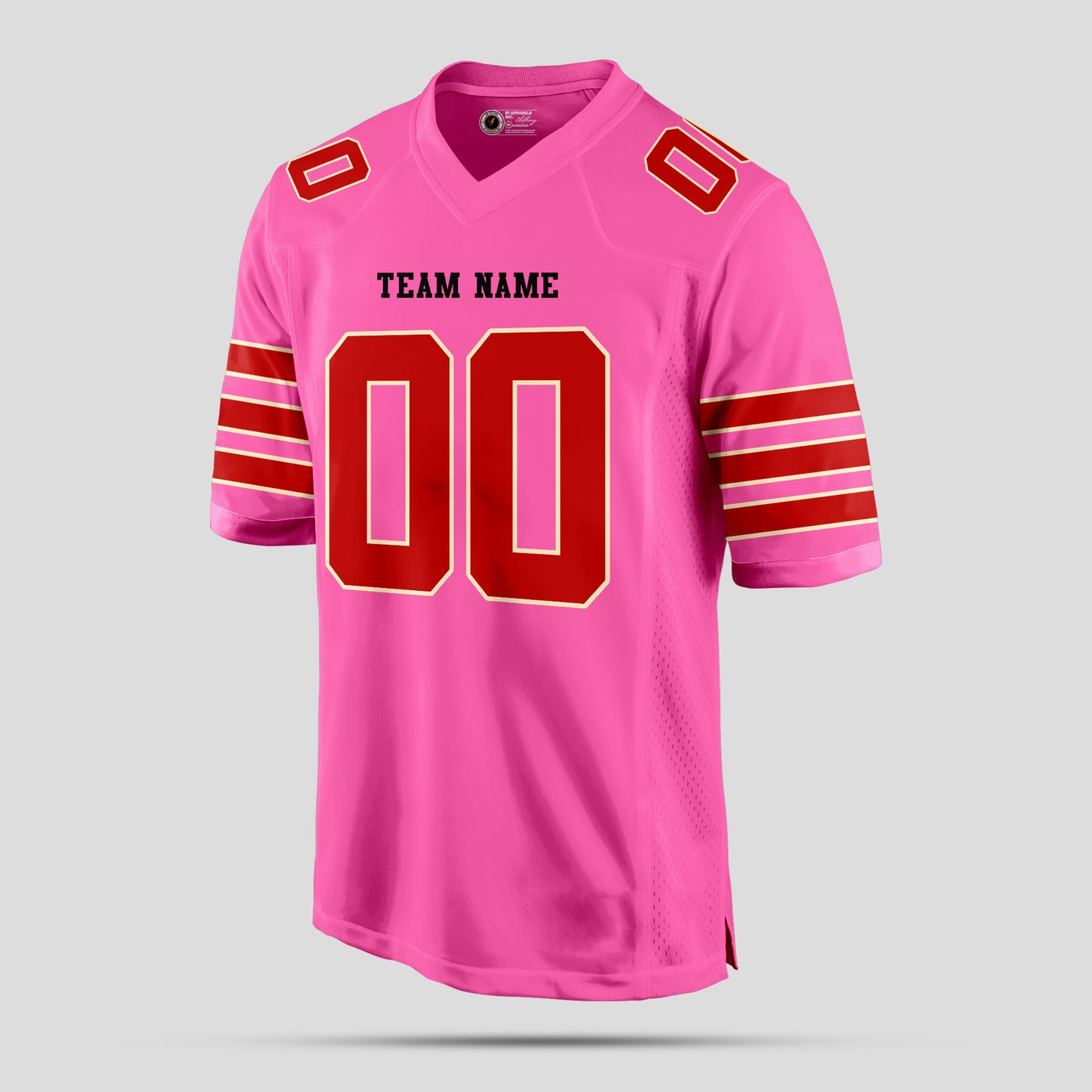 Custom Light Pink and Red Football Jersey for Club Teams – Personalized with Your Team Name