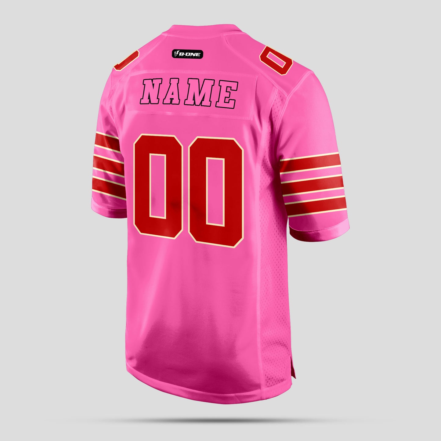 Custom Light Pink and Red Football Jersey for Club Teams – Personalized with Your Team Name