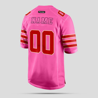 Custom Light Pink and Red Football Jersey for Club Teams – Personalized with Your Team Name