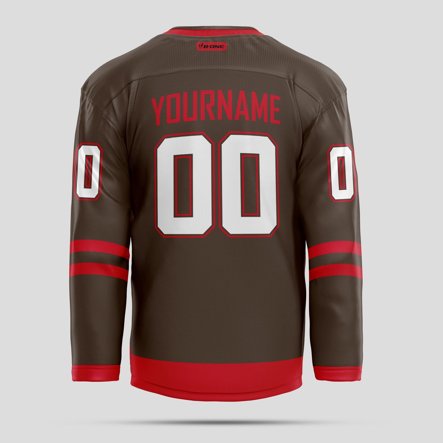 Custom Club Team Name Brown and Red Authentic Hockey Jersey