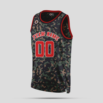 Custom Red and Black Camo Basketball Jerseys – Club Team Uniforms