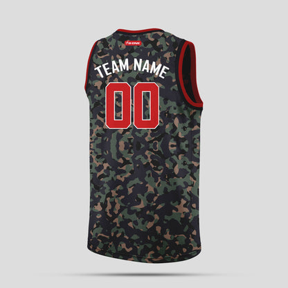 Custom Red and Black Camo Basketball Jerseys – Club Team Uniforms