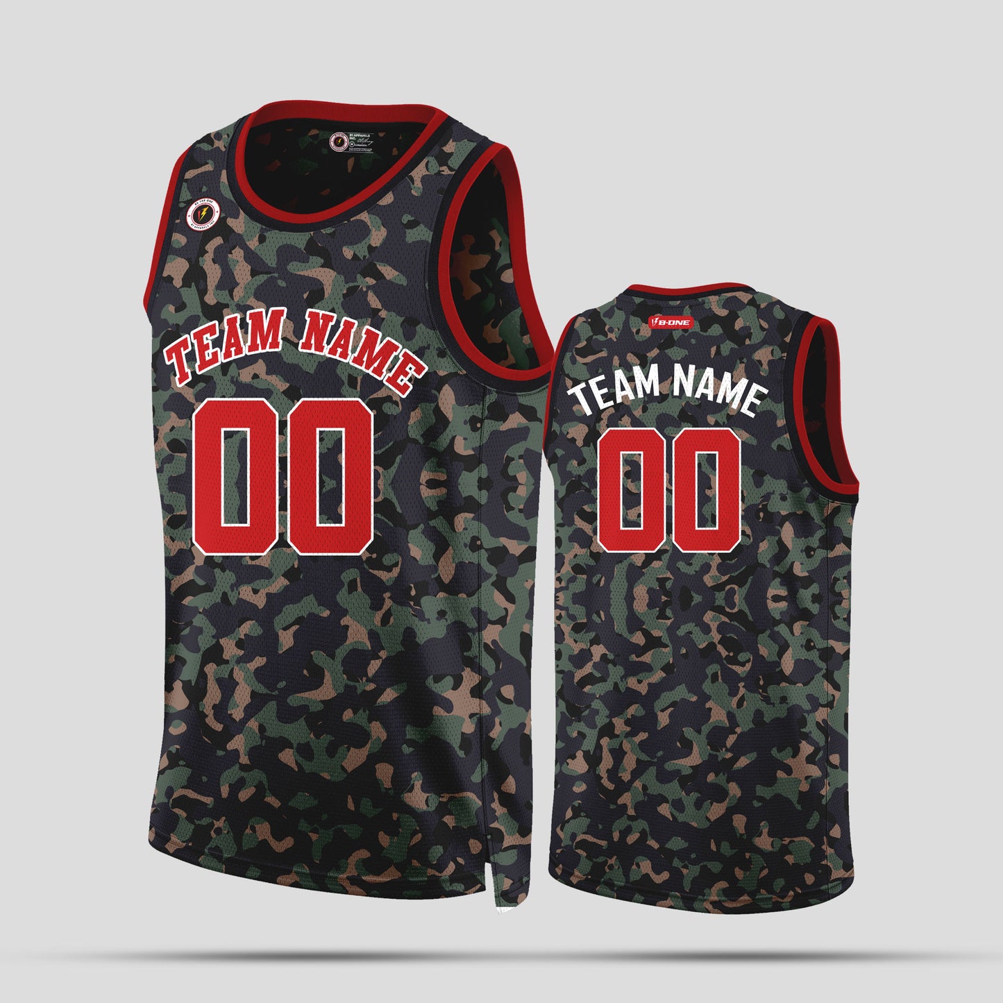 Custom Red and Black Camo Basketball Jerseys – Club Team Uniforms