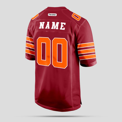 Custom Club Team Name Cardinal Orange Football Jersey with Personalized Design