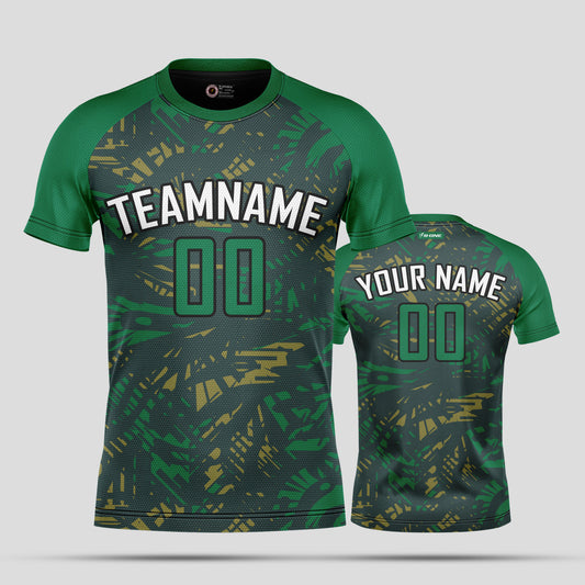 Custom Club Team Name Soccer Jerseys – Green & White Pattern Personalized Uniforms