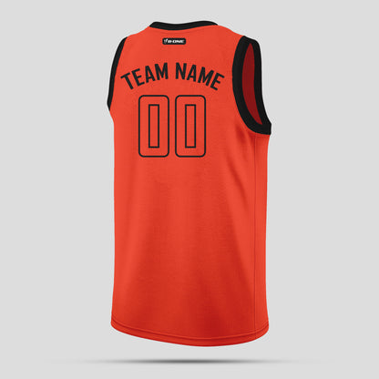 Custom Club Team Name Orange and Black Basketball Jerseys