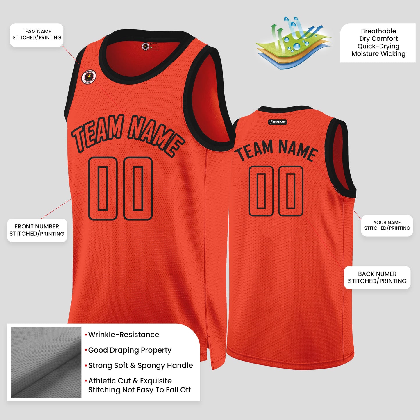 Custom Club Team Name Orange and Black Basketball Jerseys