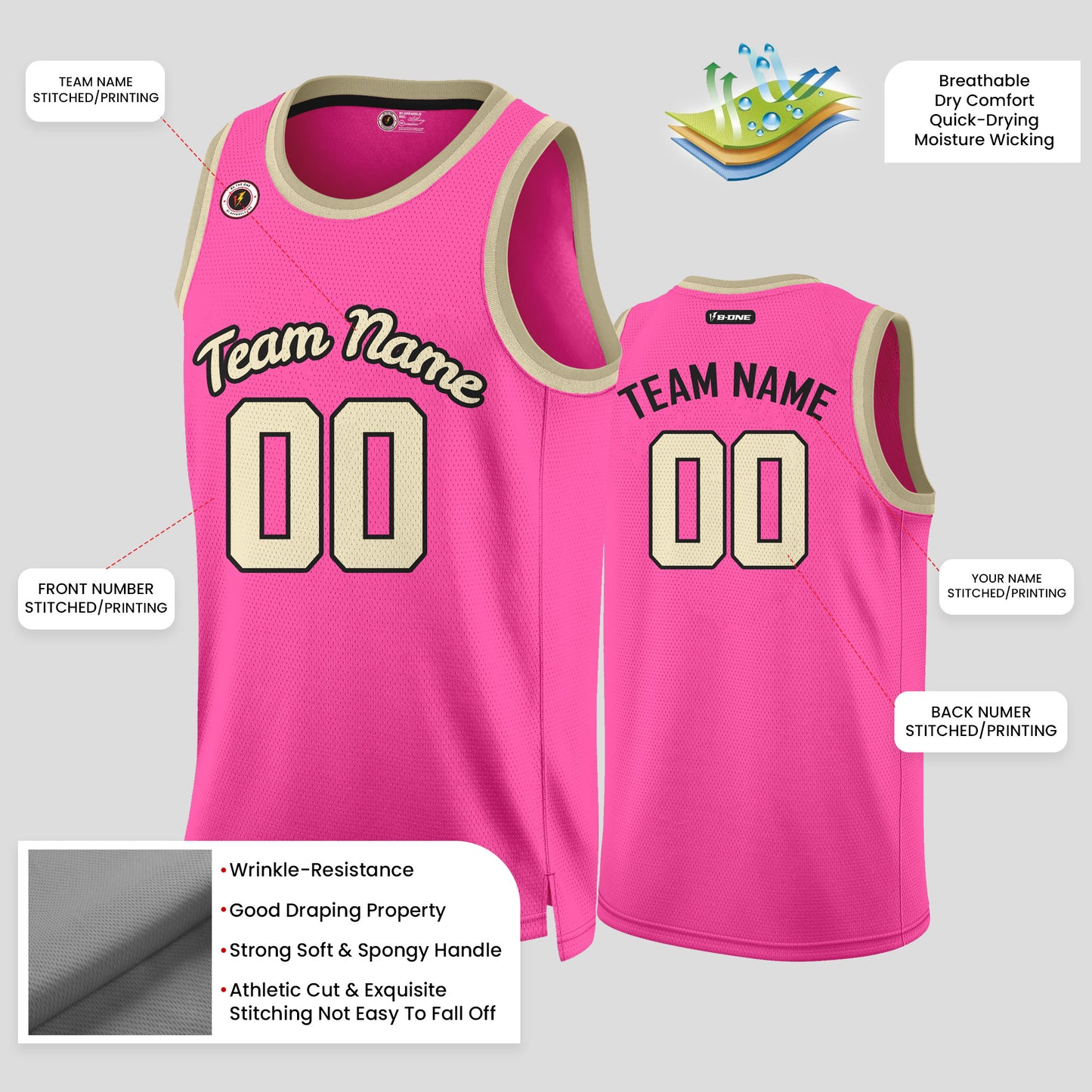 Custom Club Team Pink & Gold Basketball Jerseys – Personalized & Luxurious