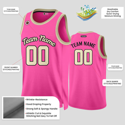 Custom Club Team Pink & Gold Basketball Jerseys – Personalized & Luxurious