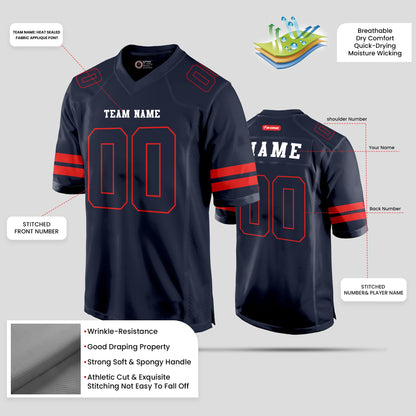 Custom Club Team Navy Blue and Red Football Jersey – Premium Personalized Sportswear