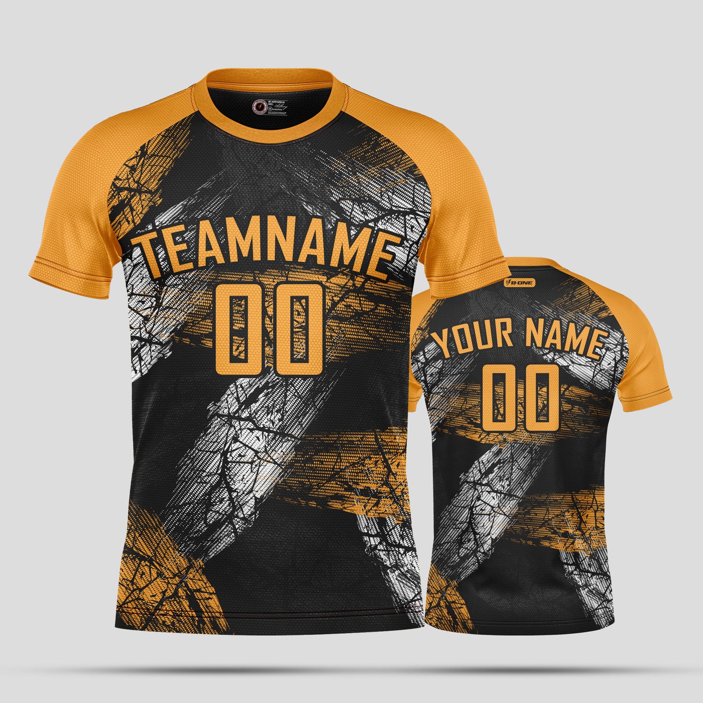 Custom Club Team Soccer Jerseys – Black & Yellow with Player Numbers