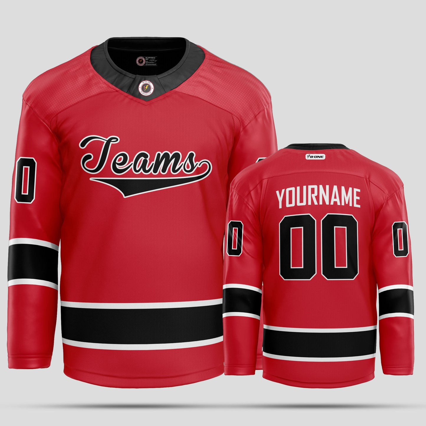 Custom Club Team Red and Black Hockey Jersey – Bold & Personalized