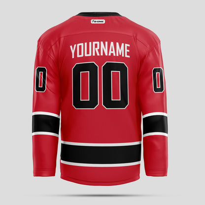 Custom Club Team Red and Black Hockey Jersey – Bold & Personalized