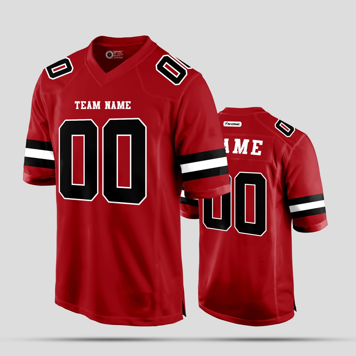 Custom Club Team Red, Black, and White Football Jersey – Personalized for Ultimate Team Spirit and Performance