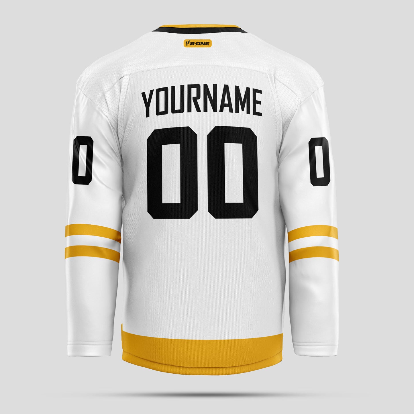 Custom Club Team White, Black, and Gold Hockey Jersey - Premium Quality & Personalized