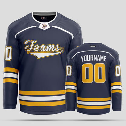 Custom Club Team Yellow and White Hockey Jersey - Personalized Teamwear