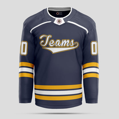 Custom Club Team Yellow and White Hockey Jersey - Personalized Teamwear