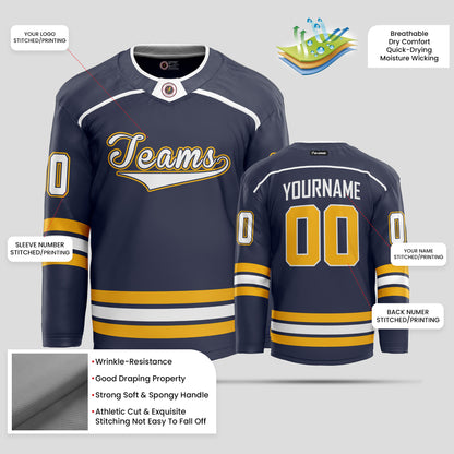 Custom Club Team Yellow and White Hockey Jersey - Personalized Teamwear