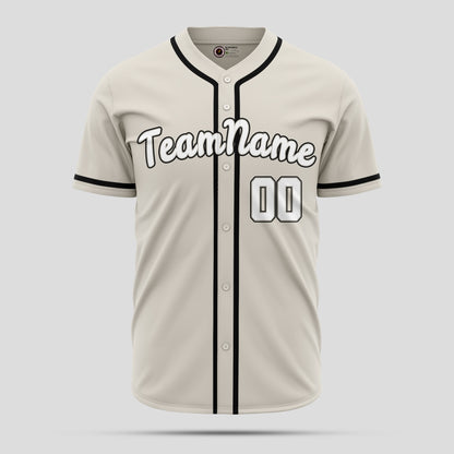 Custom Cream Black and White Baseball Jersey - Premium Teamwear