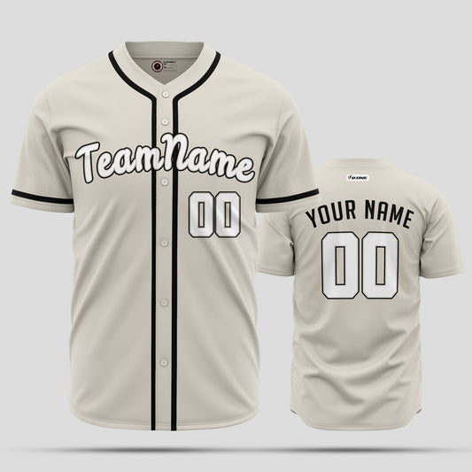 Custom Cream Black and White Baseball Jersey - Premium Teamwear