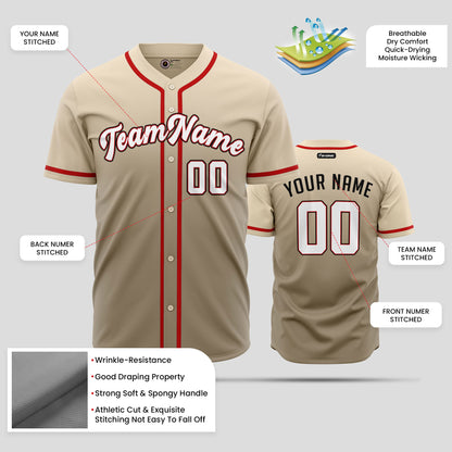 Custom Cream Gradient Red Baseball Jersey - Premium Team Gear