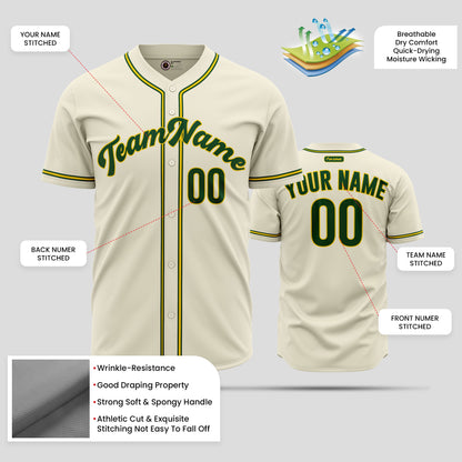 Custom Cream Navy-Green Baseball Jersey - Ultimate Team Gear