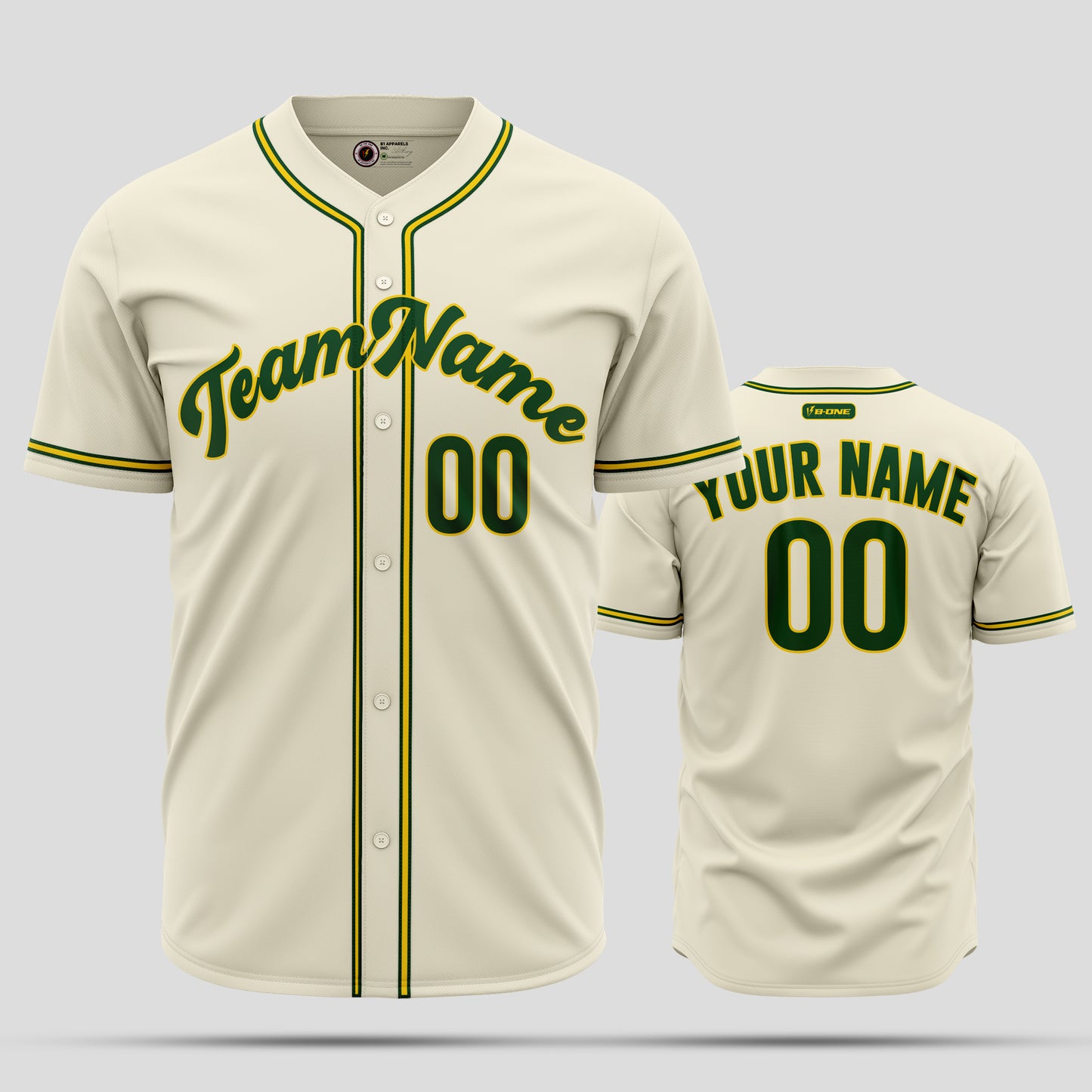 Custom Cream Navy-Green Baseball Jersey - Ultimate Team Gear