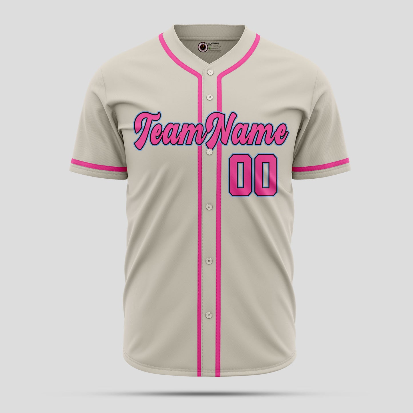 Custom Cream Navy-Pink Baseball Jersey - Premium Team Apparel