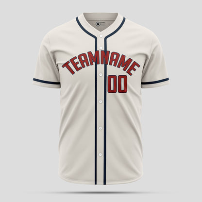 Custom Cream Navy and Red Baseball Jersey - Stylish Team Apparel