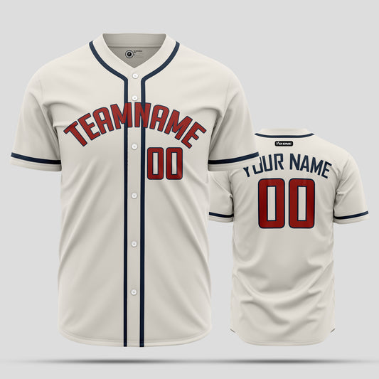 Custom Cream Navy and Red Baseball Jersey - Stylish Team Apparel