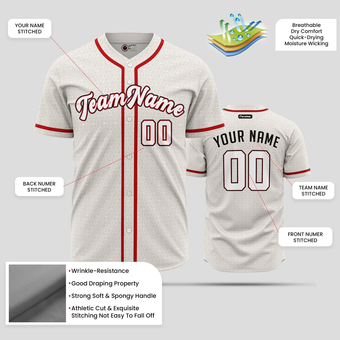 Custom Cream Red Baseball Jersey - Premium Team Uniform