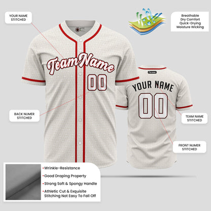 Custom Cream Red Baseball Jersey - Premium Team Uniform