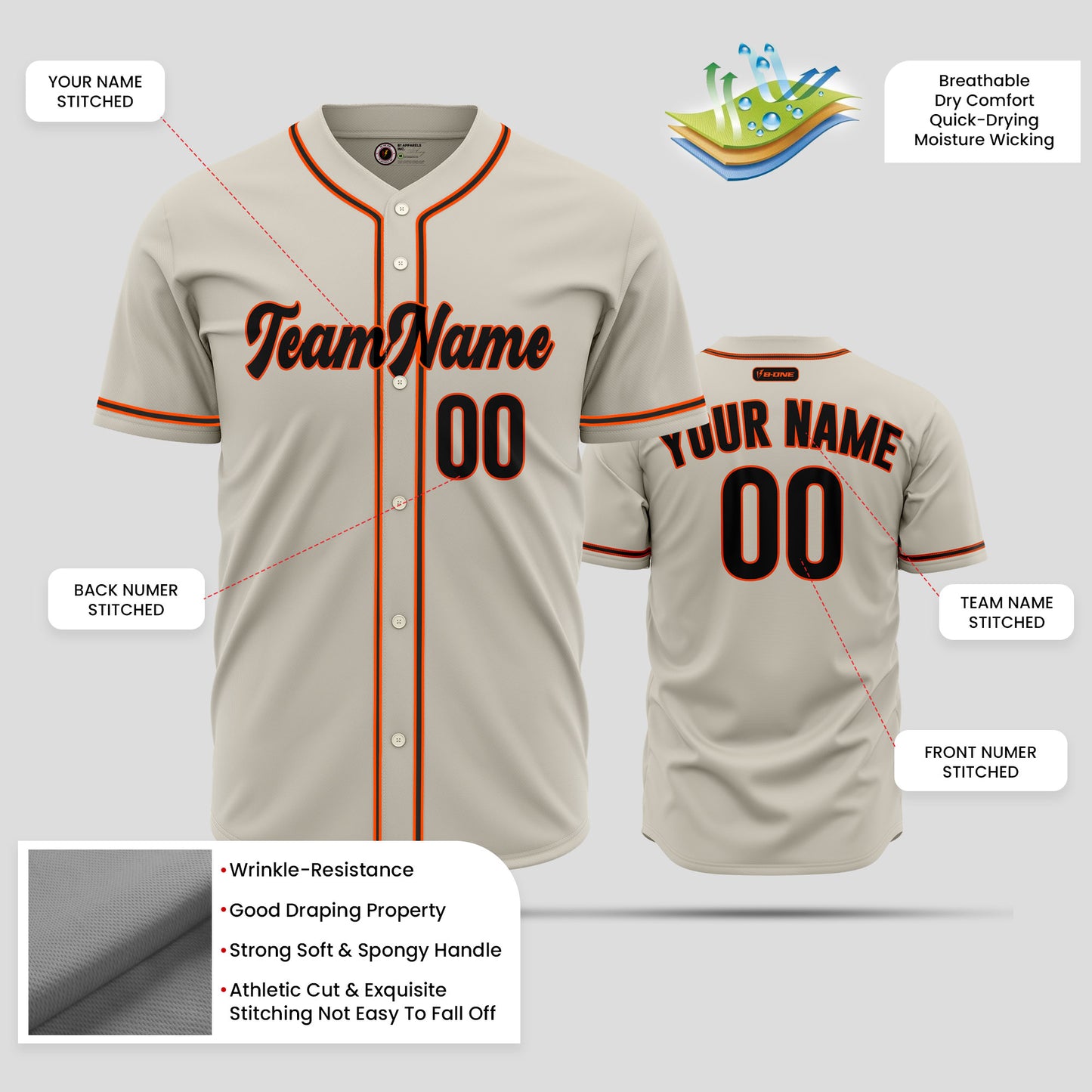 Custom Cream Red and Black Baseball Jersey - Superior Team Apparel