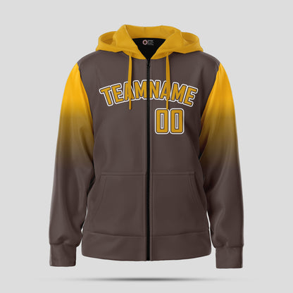 Custom Design Brown Yellow Stitched Pullover Hoodie Sweatshirt