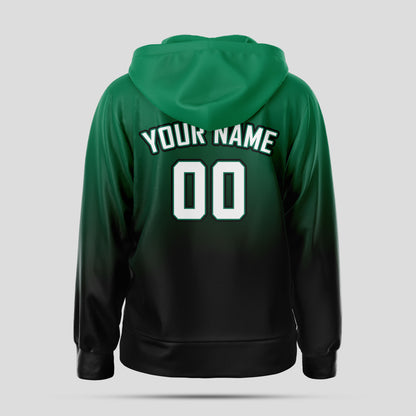 Custom Design Mens Quality Green Black White Pullover Hoodie Sweatshirt