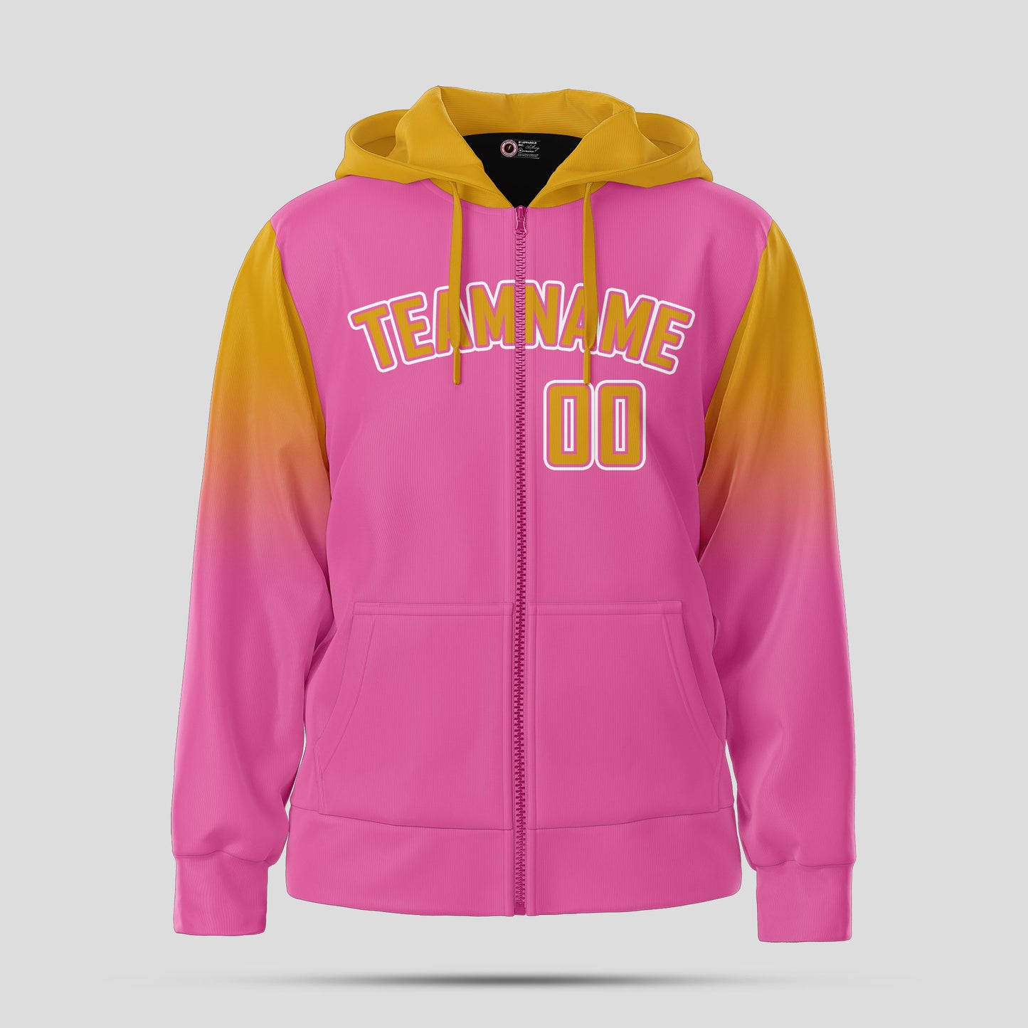 Custom Design Men's Quality Pink and Yellow Pullover Sweatshirt Hoodie