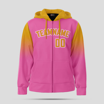 Custom Design Men's Quality Pink and Yellow Pullover Sweatshirt Hoodie